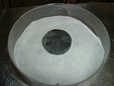 A CdZnTe slice from an ingot grown in the K-State modified multi-zone Bridgman furnace. 