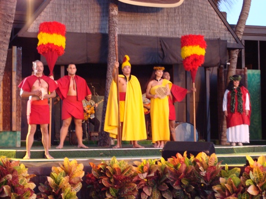 Hawaiian dancers at Germaine's Luau. Let the Luau begin!