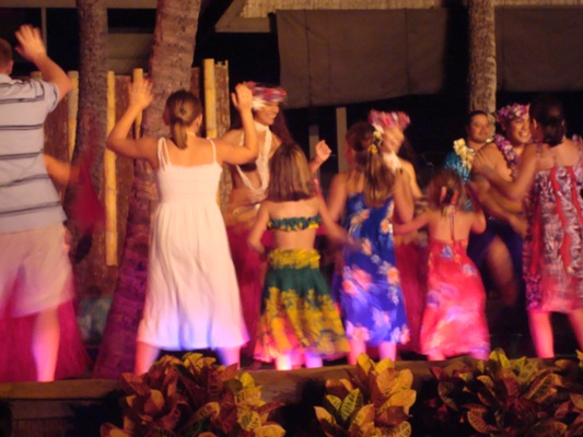 Shaking it up at the luau. 