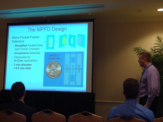 Martin Ohmes presenting his research work on Micro-Pocket Fission Detectors. 