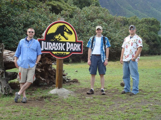 The usual suspects, Mark Harrison, Walter McNeil and Steven Bellinger,  hanging out in Jurassic Park.