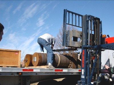 So, ... how do you lift a 3000 pound cylindrical furnace off of a truck?