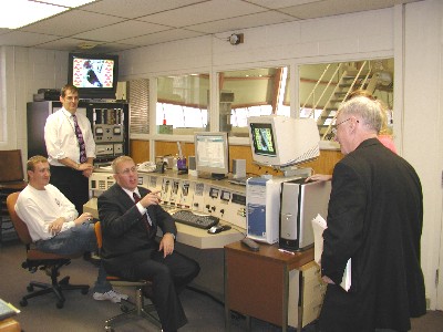 Larry Foulkes in the K-State TRIGA nuclear reactor operating room. 