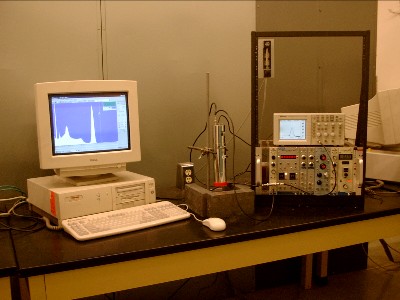 Student work station showing a typical arrangement used for scintillation spectroscopy lessons. 