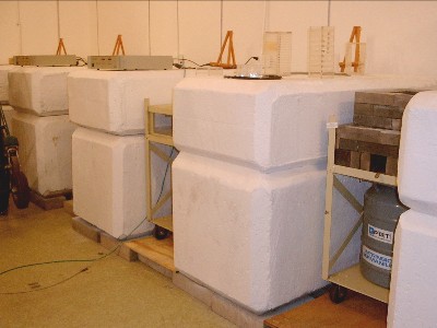 Shielding bunkers separating the numerous high resolution Ge gamma ray spectrometers in the Tate NAA Laboratory.